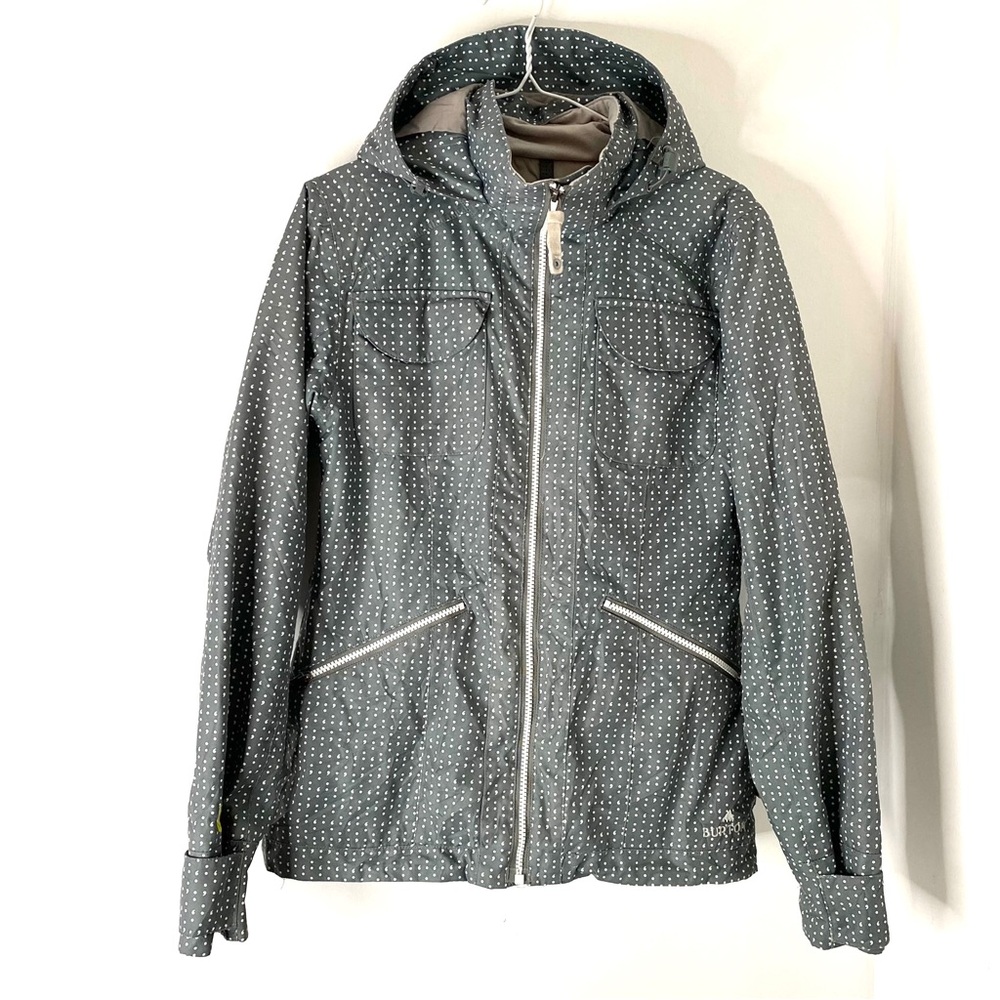 Burton DryRide Snowboard Ski Jacket Hooded Waterproof Snow Coat Green Dot Print